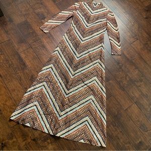 VINTAGE Saks Fifth Avenue High Neck Longsleeve Maxi‎ Dress Size 10